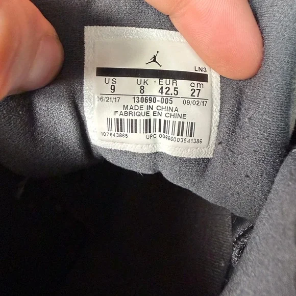 Jordan 12 Retro Dark Grey Wolf Grey Gold Mens Basketball Shoes 130690-005 Size 9 - Picture 9 of 11